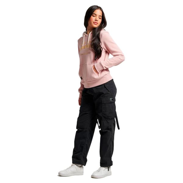 Superdry Luvtröja Luxe Metallic Logo Rosa 2XS Kvinna