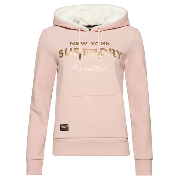 Superdry Luvtröja Luxe Metallic Logo Rosa 2XS Kvinna