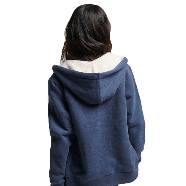 Superdry Hood Full Zip Sweatshirt Borg Lined Blå XS Kvinna