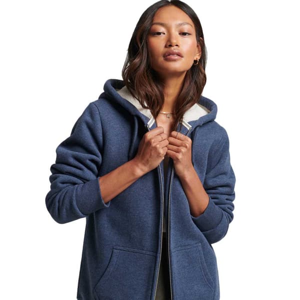 Superdry Hood Full Zip Sweatshirt Borg Lined Blå XS Kvinna