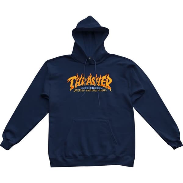 Thrasher Hættetrøje Fire Logo Blå XL Mand