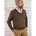 Miniatyrbillede 3 af 7: Pasion Morena V-hals Sweater Basic Contrast Tweed Brun M