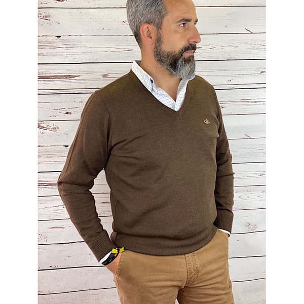 Pasion Morena V-hals Sweater Basic Contrast Tweed Brun M
