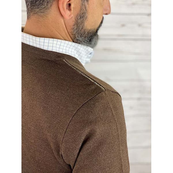 Pasion Morena V-hals Sweater Basic Contrast Tweed Brun M