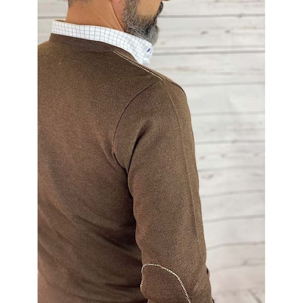 Pasion Morena V-hals Sweater Basic Contrast Tweed Brun M