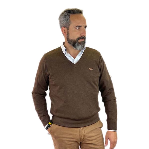 Pasion Morena V-hals Sweater Basic Contrast Tweed Brun M