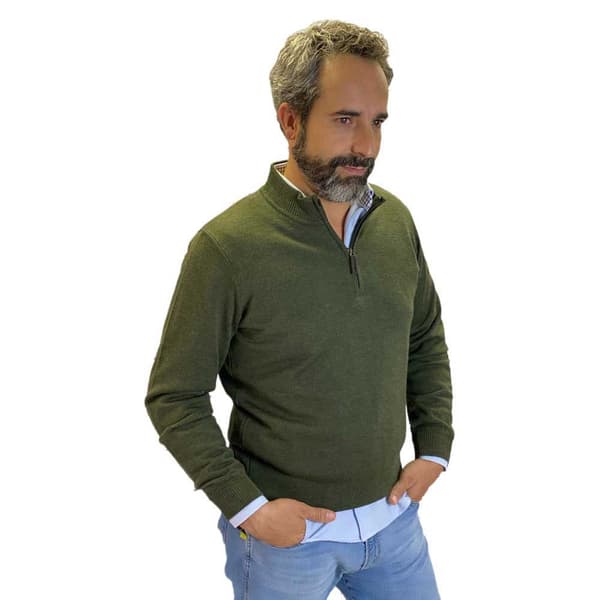 Pasion Morena Sweater Med Halv Lynlås Logo Grøn L
