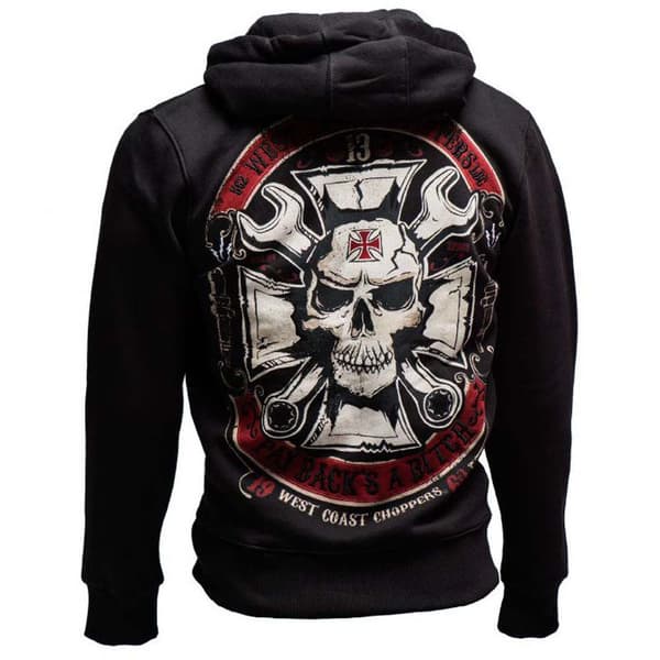 West Coast Choppers Sweatshirt Med Fuld Lynlås Mechanic Sort 2XL Mand