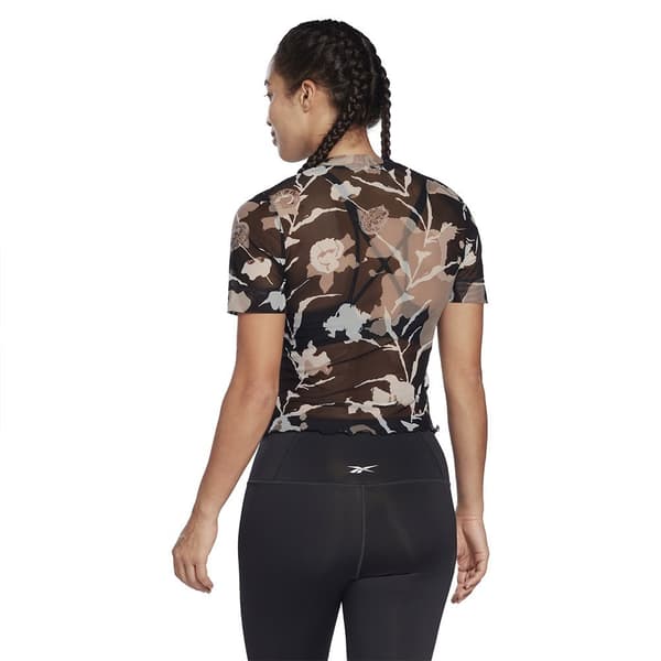 Reebok Kortärmad T-shirt Myt Aop Mesh Svart M Kvinna
