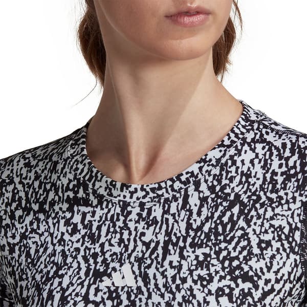 Adidas Kortärmad T-shirt Techfit Print Crop Svart L Kvinna