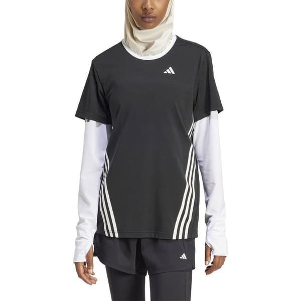 Adidas Stripes Lyhythihainen T-paita Train Icons 3 Musta XL Nainen