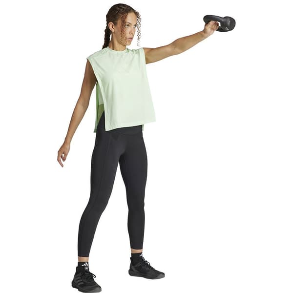 Adidas Hihaton T-paita Power Performance Big Logo Vihreä XS Nainen