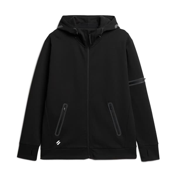 Superdry Sweatshirt Med Full Dragkedja Gymtech Svart L Man
