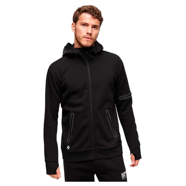 Superdry Sweatshirt Med Full Dragkedja Gymtech Svart L Man