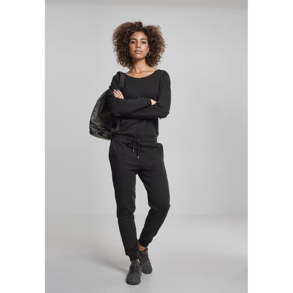Urban Classics Langærmet Jumpsuit Terry Sort L Kvinde