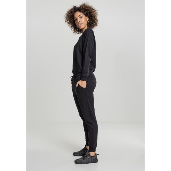 Urban Classics Langærmet Jumpsuit Terry Sort S Kvinde
