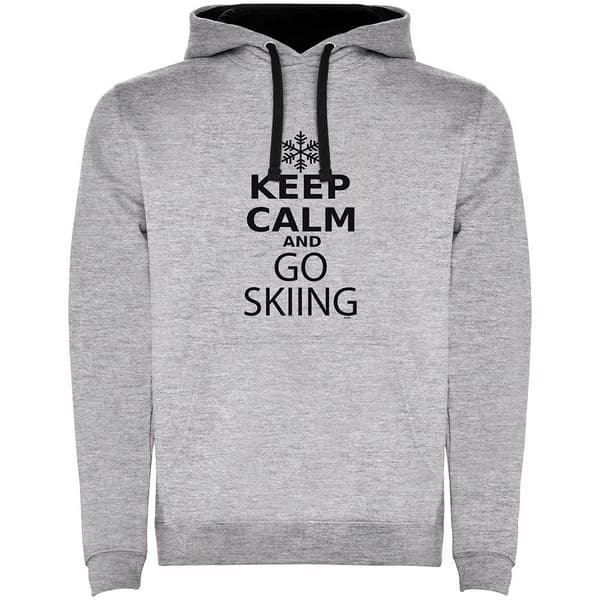 Kruskis Tvåfärgad Luvtröja Keep Calm And Go Skiing Grå L Man