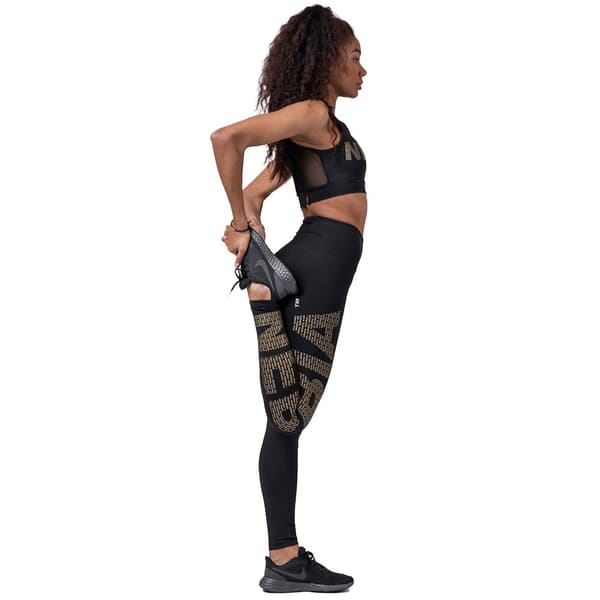 Nebbia Leggings Gold Print 827 Sort S Kvinde