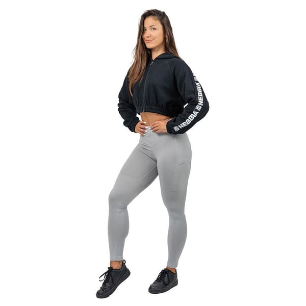Nebbia Sweatshirt Med Fuld Lynlås Cropped Iconic Grå M Kvinde