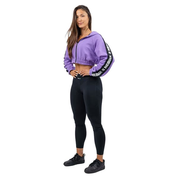 Nebbia Sweatshirt Med Fuld Lynlås Cropped Iconic Lilla S Kvinde