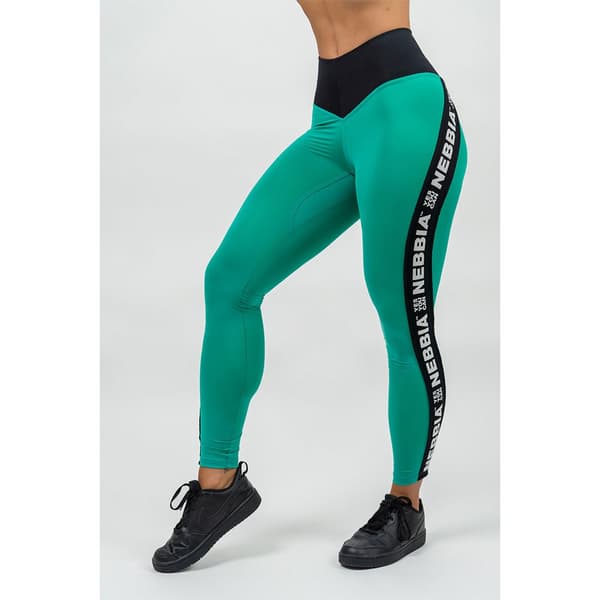 Nebbia Leggings Hög Midja Side Stripe Iconic Grönt M Kvinna