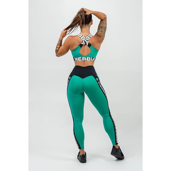 Nebbia Leggings Hög Midja Side Stripe Iconic Grönt M Kvinna