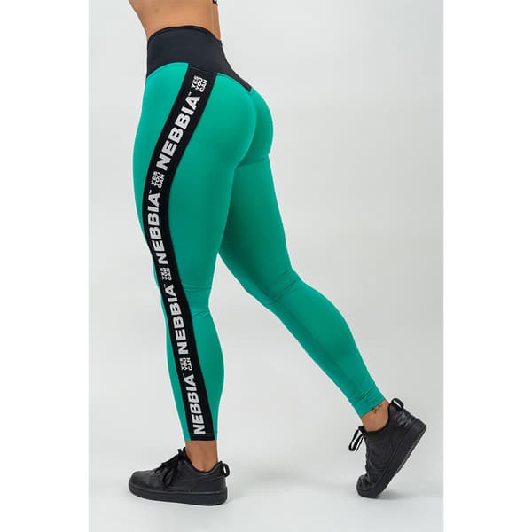 Nebbia Leggings Hög Midja Side Stripe Iconic Grönt M Kvinna
