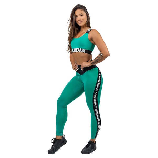 Nebbia Leggings Hög Midja Side Stripe Iconic Grönt M Kvinna