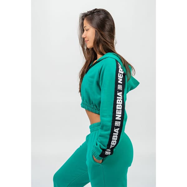 Nebbia Sweatshirt Med Fuld Lynlås Cropped Iconic Grøn XS Kvinde