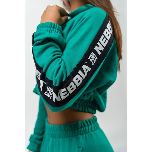 Nebbia Sweatshirt Med Fuld Lynlås Cropped Iconic Grøn XS Kvinde