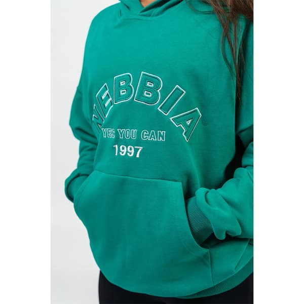 Nebbia Hættetrøje Branded Oversized Gym Rat Grøn S Kvinde