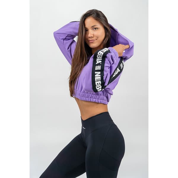 Nebbia Sweatshirt Med Full Dragkedja Cropped Iconic Lila L Kvinna
