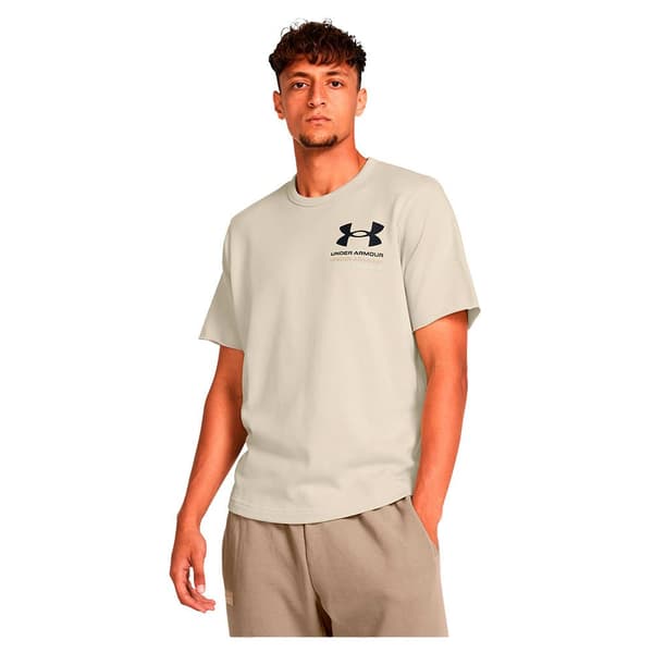 Under Armour Kortärmad T-shirt Rival Terry Colorblock Beige M / Regular Man