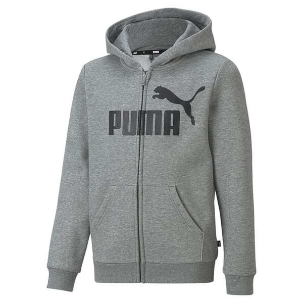 Puma Sweatshirt Med Full Dragkedja Ess Big Logo Grå 14-16 Years Pojke