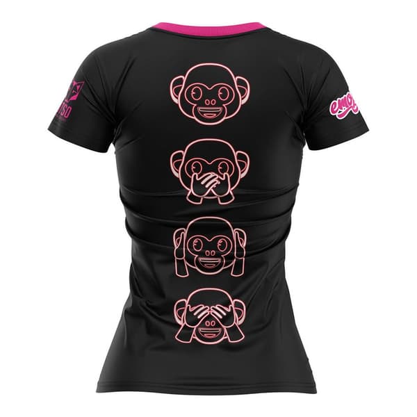 Otso Kortärmad T-shirt Emoji Monkey Neon Svart L Kvinna