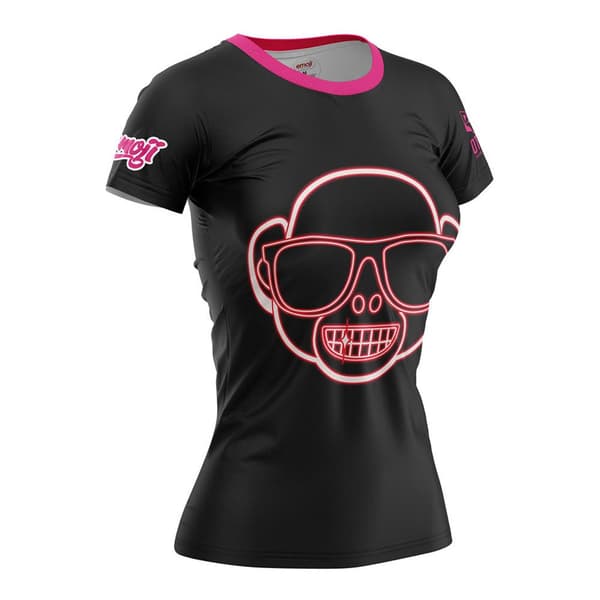 Otso Kortärmad T-shirt Emoji Monkey Neon Svart L Kvinna