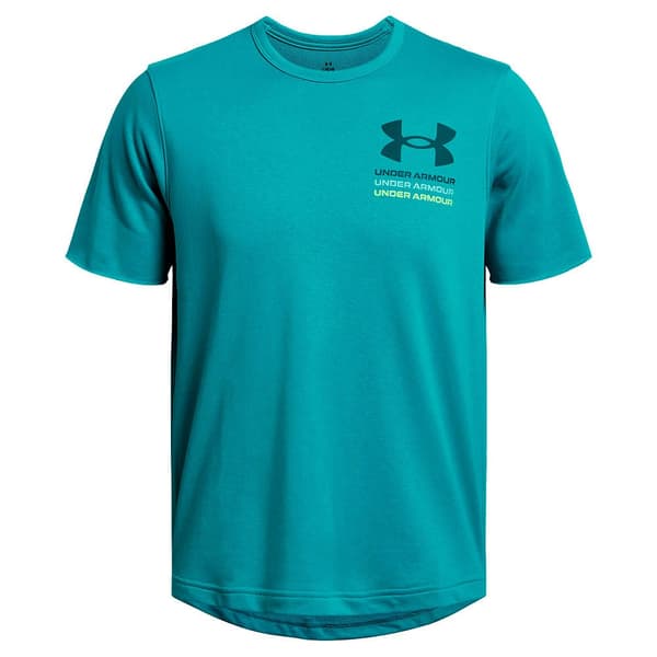 Under Armour Kortärmad T-shirt Rival Terry Colorblock Blå L / Regular Man