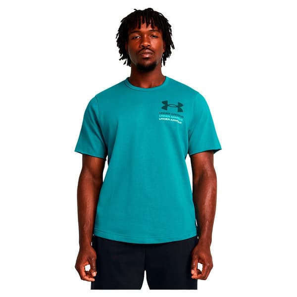 Under Armour Kortärmad T-shirt Rival Terry Colorblock Blå L / Regular Man