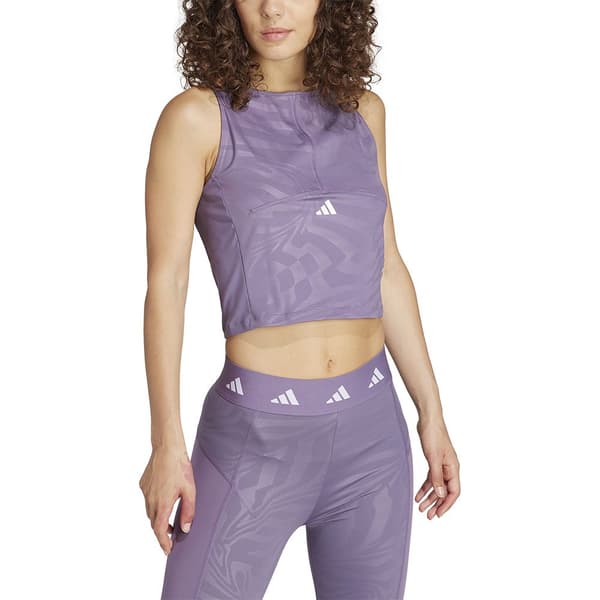 Adidas Ärmlös T-shirt Techfit Printed Cro Lila L Kvinna