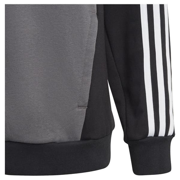 Adidas Stripes Tib Fleece Hoodie 3 Grå 7-8 Years