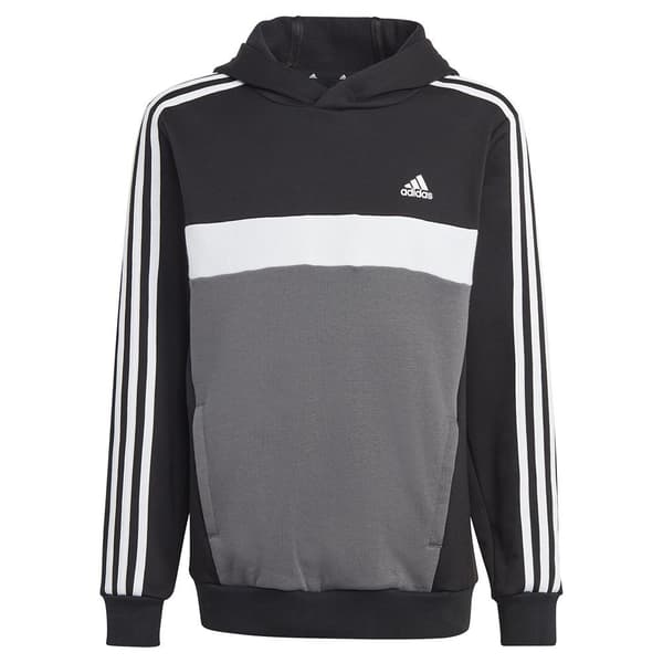 Adidas Stripes Tib Fleece Hoodie 3 Grå 9-10 Years