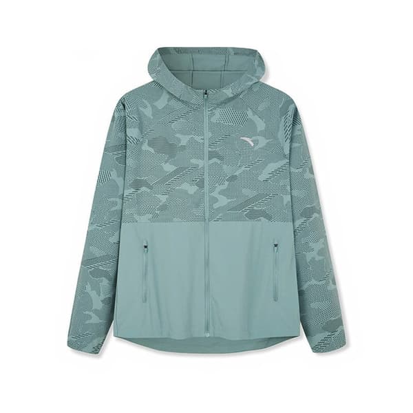 Anta Sweatshirt Med Fuld Lynlås Running Woven Track Grøn M Mand