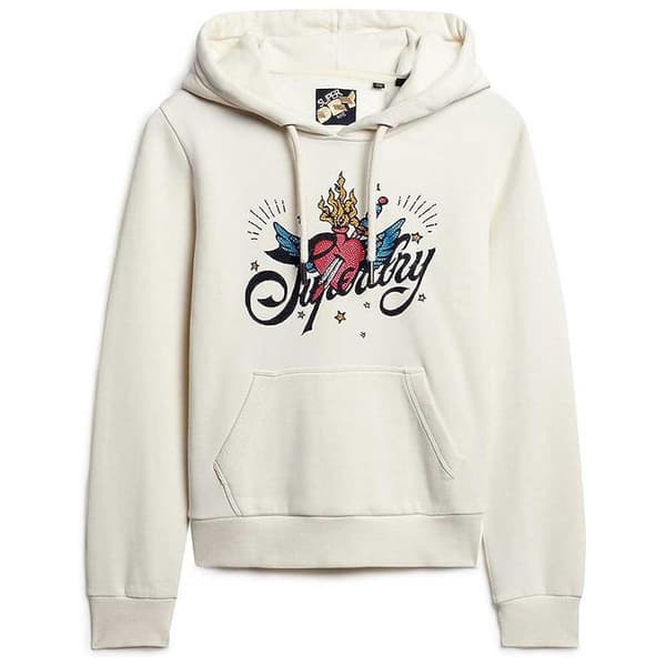 Superdry Luvtröja Tattoo Script Graphic Beige XS Kvinna