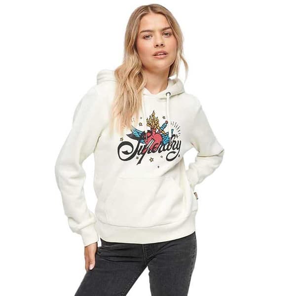 Superdry Luvtröja Tattoo Script Graphic Beige XS Kvinna