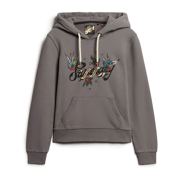 Superdry Hættetrøje Tattoo Script Graphic Grå S Kvinde