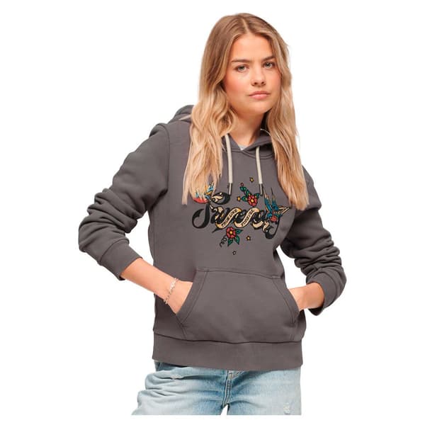 Superdry Luvtröja Tattoo Script Graphic Grå S Kvinna