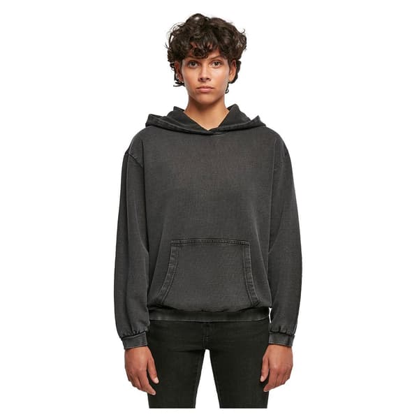 Build Your Brand Luvtröja Acid Washed Oversize Grå 4XL Kvinna