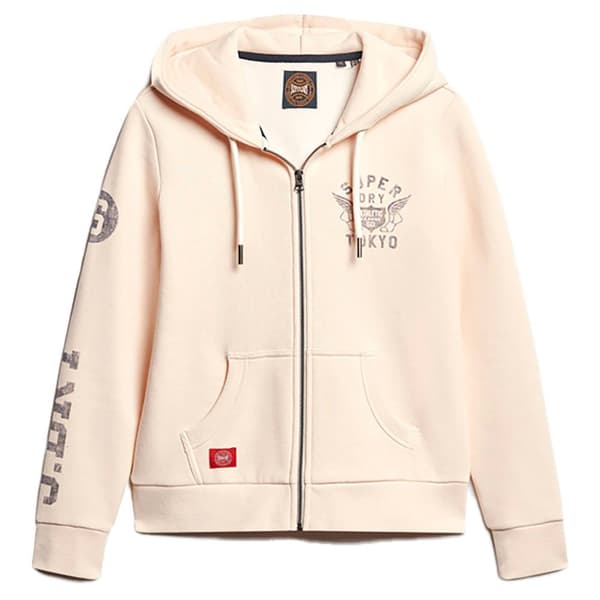 Superdry Sweatshirt Med Full Dragkedja Athletic College Beige L Kvinna