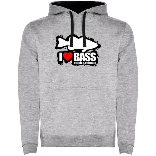 Kruskis Hættetrøje I Love Bass Two-colour Grå 3XL Mand