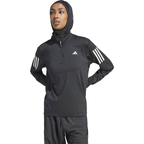 Adidas Halv Lynlå Sweatshirt Own The Run Base Sort S Kvinde